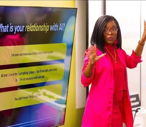 Whitney leading an interactive conversation about AI