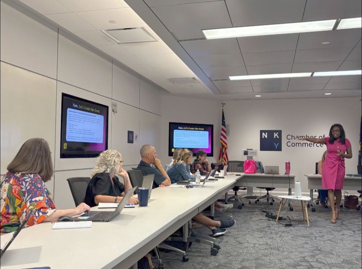 Whitney presenting to professionals at the Northern Kentucky Chamber of Commerce